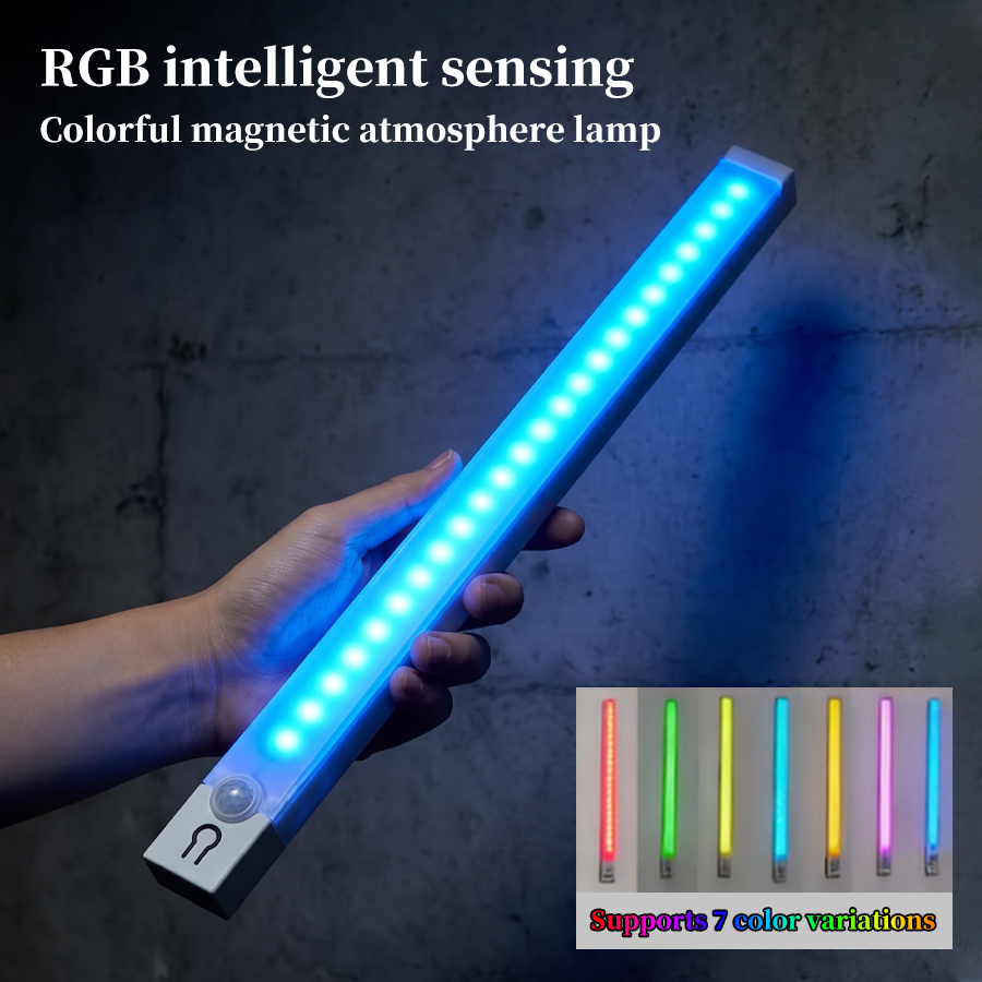 Led Gaming Light Strip - مصباح خزانة LED مزود بمستشعر حركة،