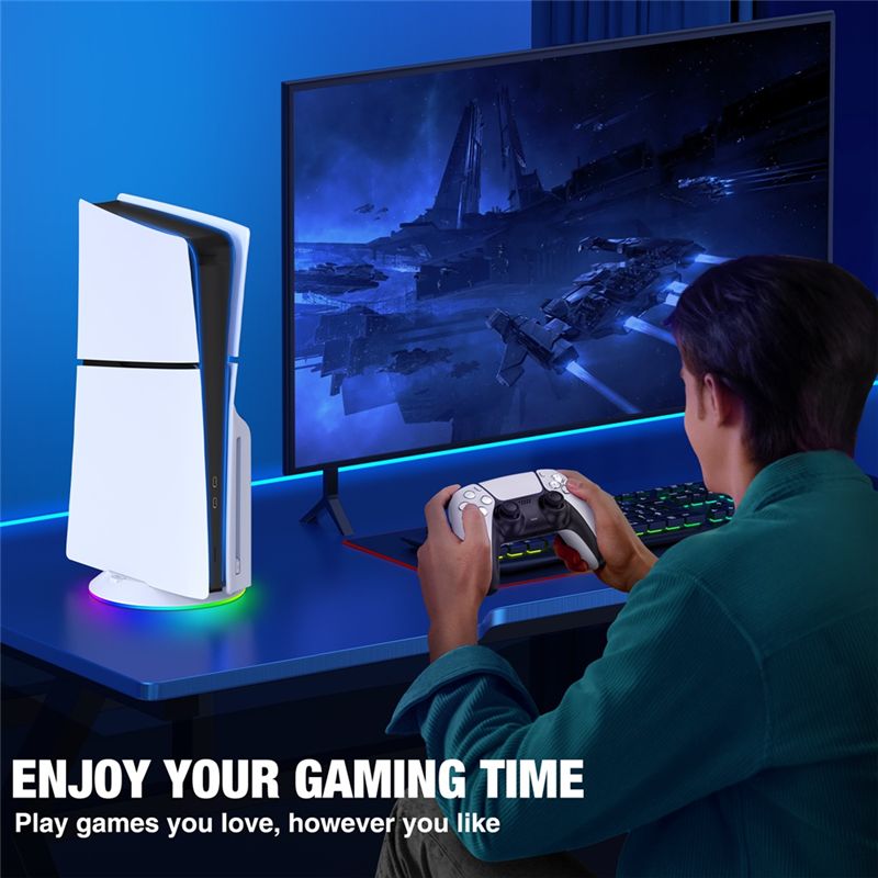 حامل عمودي AED7 مع إضاءة RGB ل - مراجعة Gaming Console Holder وسعره