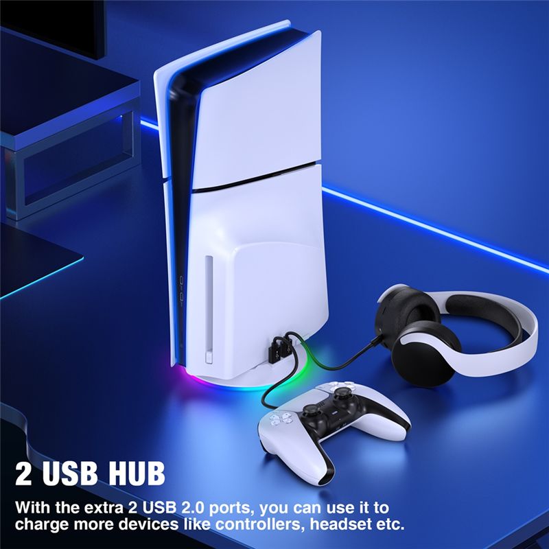 حامل عمودي AED7 مع إضاءة RGB ل - مراجعة Gaming Console Holder وسعره