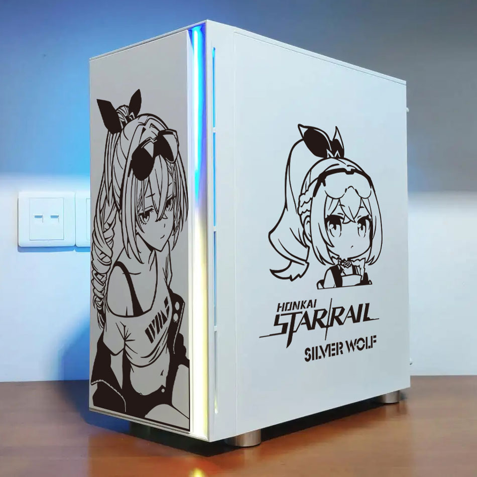 ملصقات أنمي الذئب الفضي لعلبة  - مراجعة Console Gaming Pc Case وسعره